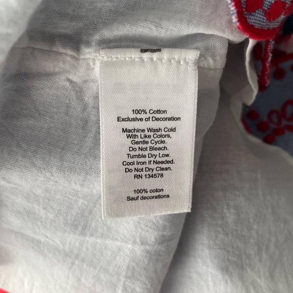 Vineyard Vines Blue Chambray Embroidered Flounce Pull On Skirt Med Cotton - Picture 8 of 12